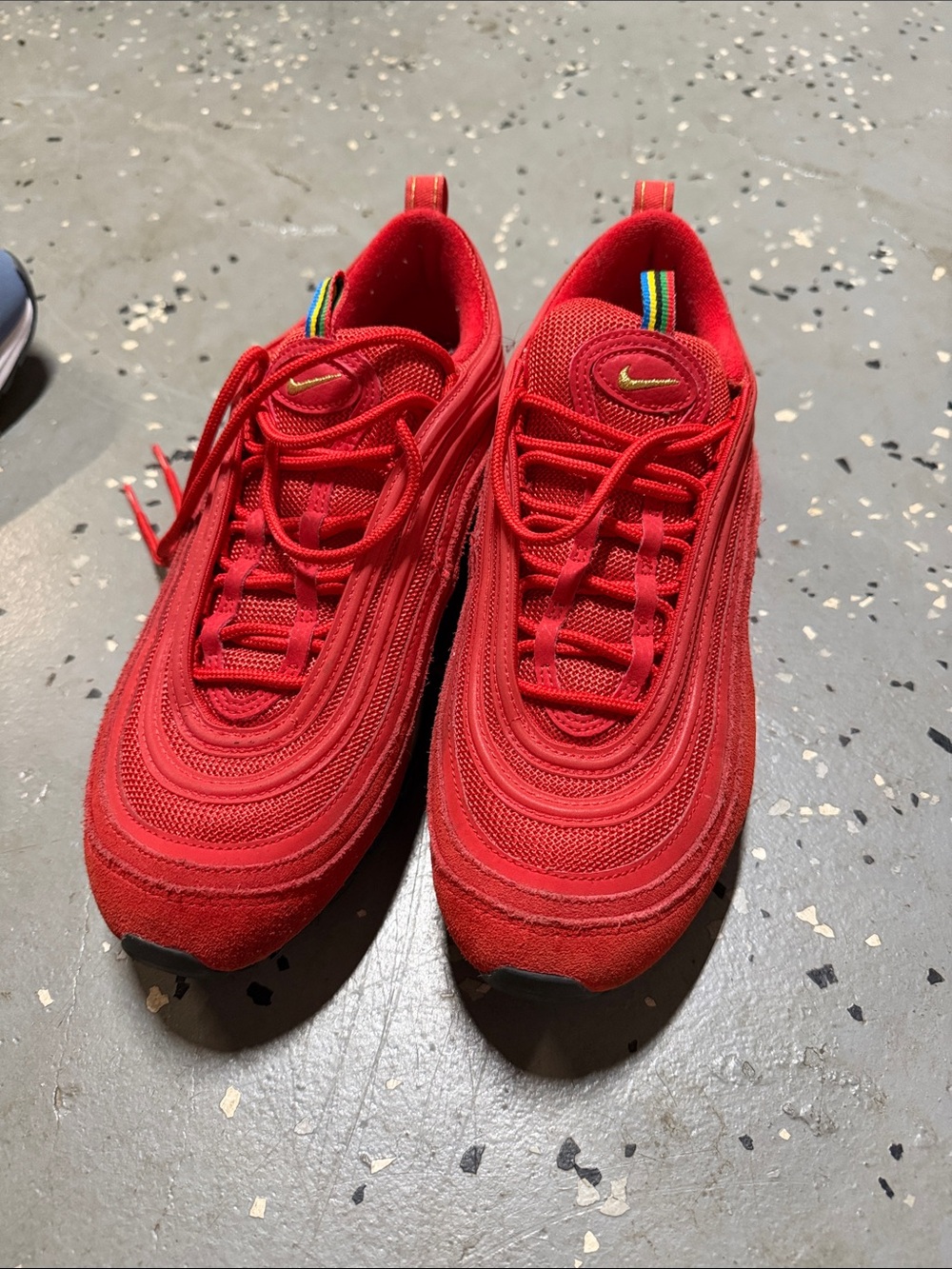 Nike men’s Red Sneakers with Yellow Swoosh - Picture 2 of 5
